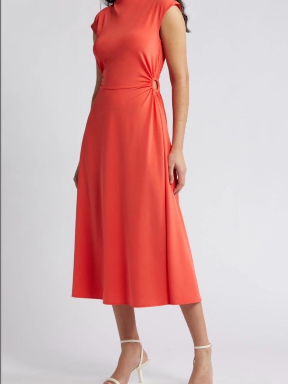 Nordstrom Open Edit A-Line Midi Dress with Ring Detail